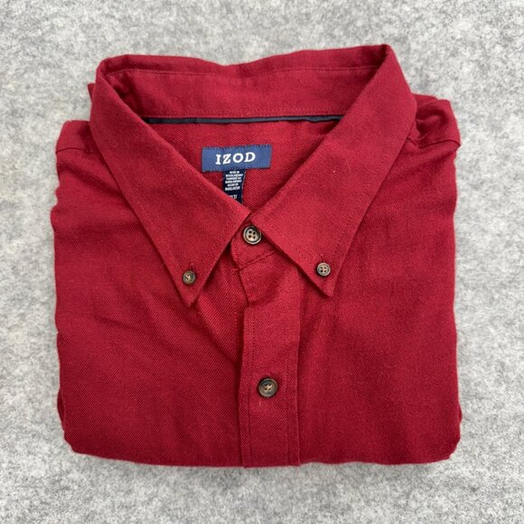 IZOD Men's Button Up Shirt, Casual Button Down Collar, Red, Size 3XLT - Picture 7 of 8